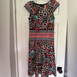 Joseph Ribcoff Midi Dress Multicolour Floral Pattern Size S-M